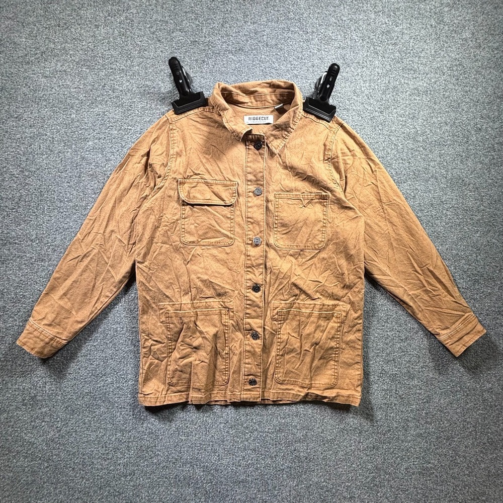 Ridgecut Toughwear Chore Jacket Mens Medium Brown Button Front Utility Workwear